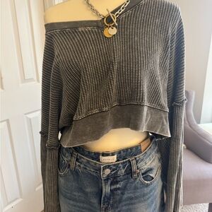Altar'd State Black and Gray Knit Top
